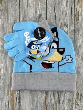Bluey Beanie Hat & Glove Set Reversible